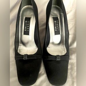 Black fabric dress pumps